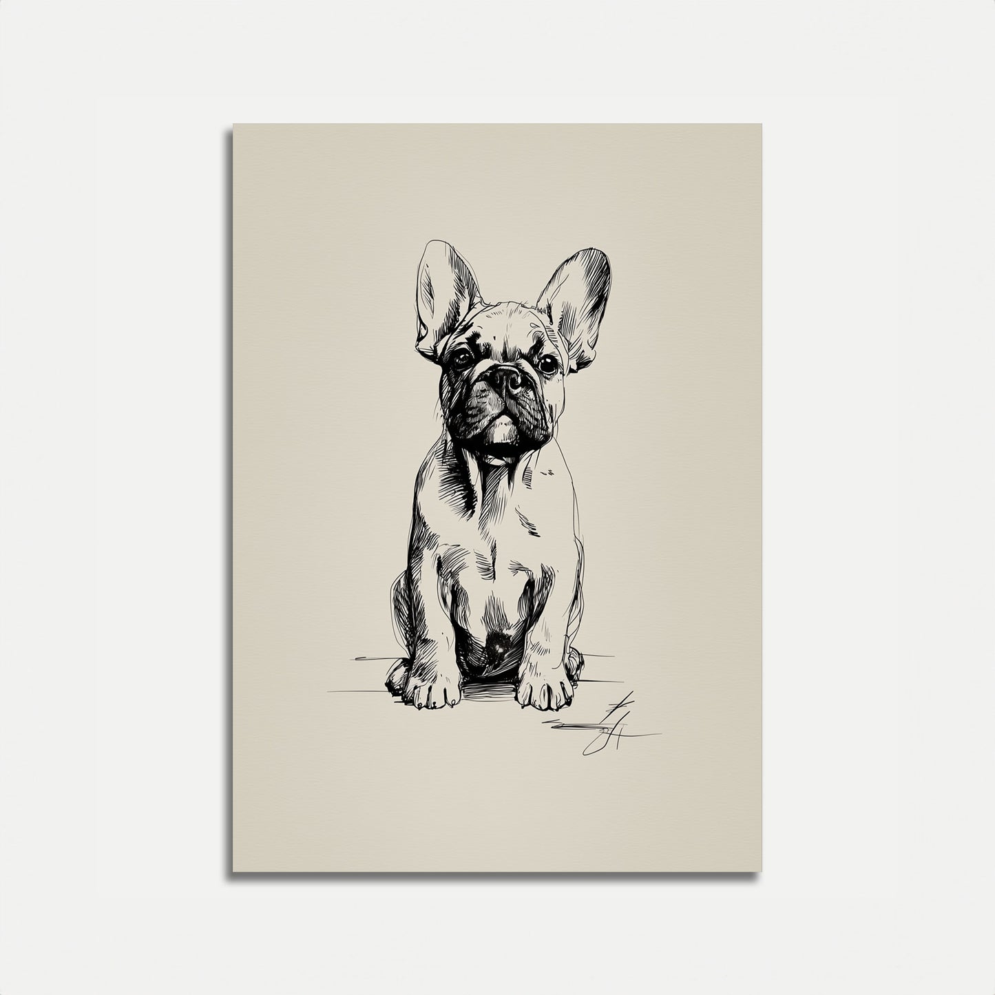 Affiche de croquis de bouledogue français