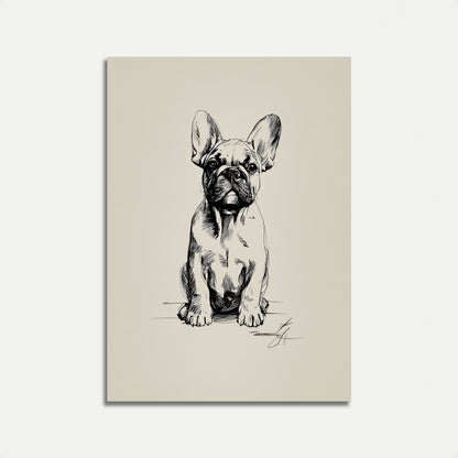 Affiche de croquis de bouledogue français