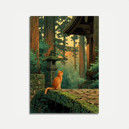 Póster del Jardín del Templo del Gato Naranja