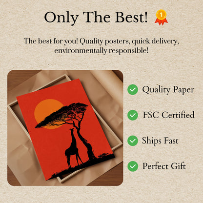 Pôster de Girafa Alcançando a Árvore de Acácia