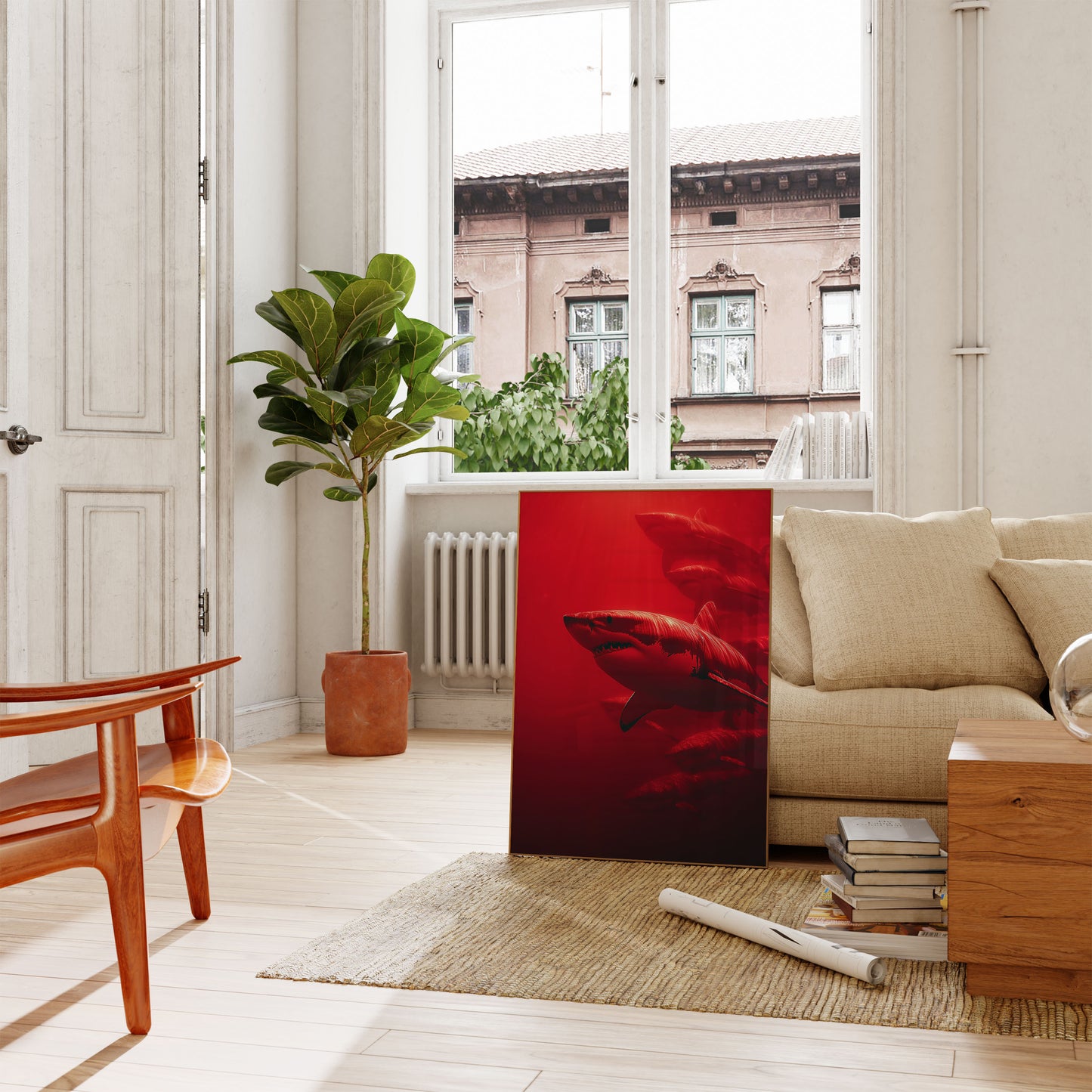 Crimson Shark Predator Poster