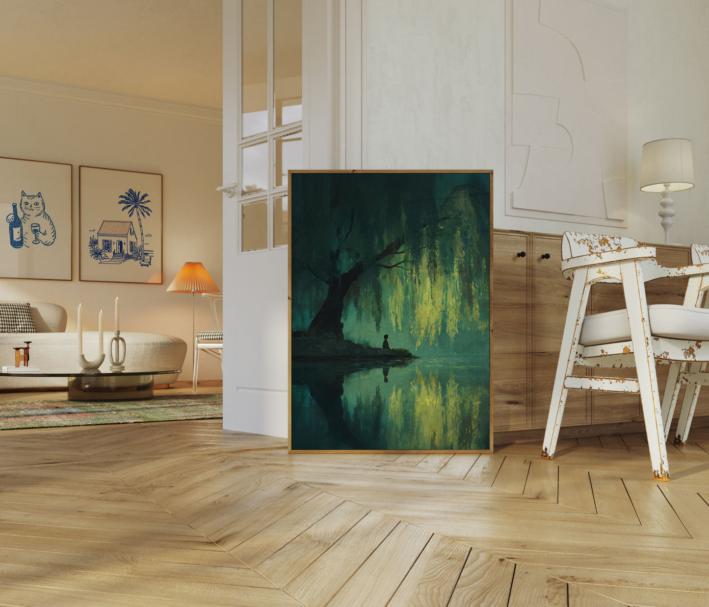 Solitary Contemplation by the Willow Poster