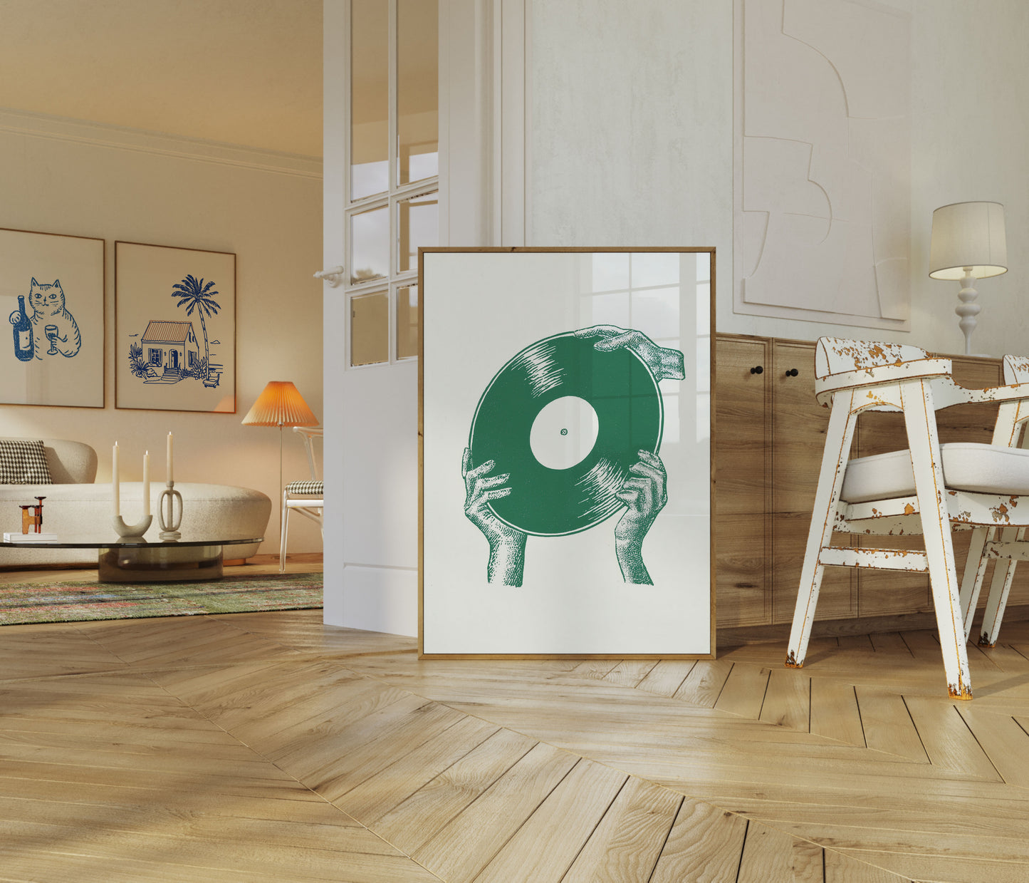 Green Vinyl Record Hands Poster