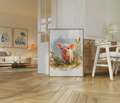 Adorable Piglet in Grass Poster