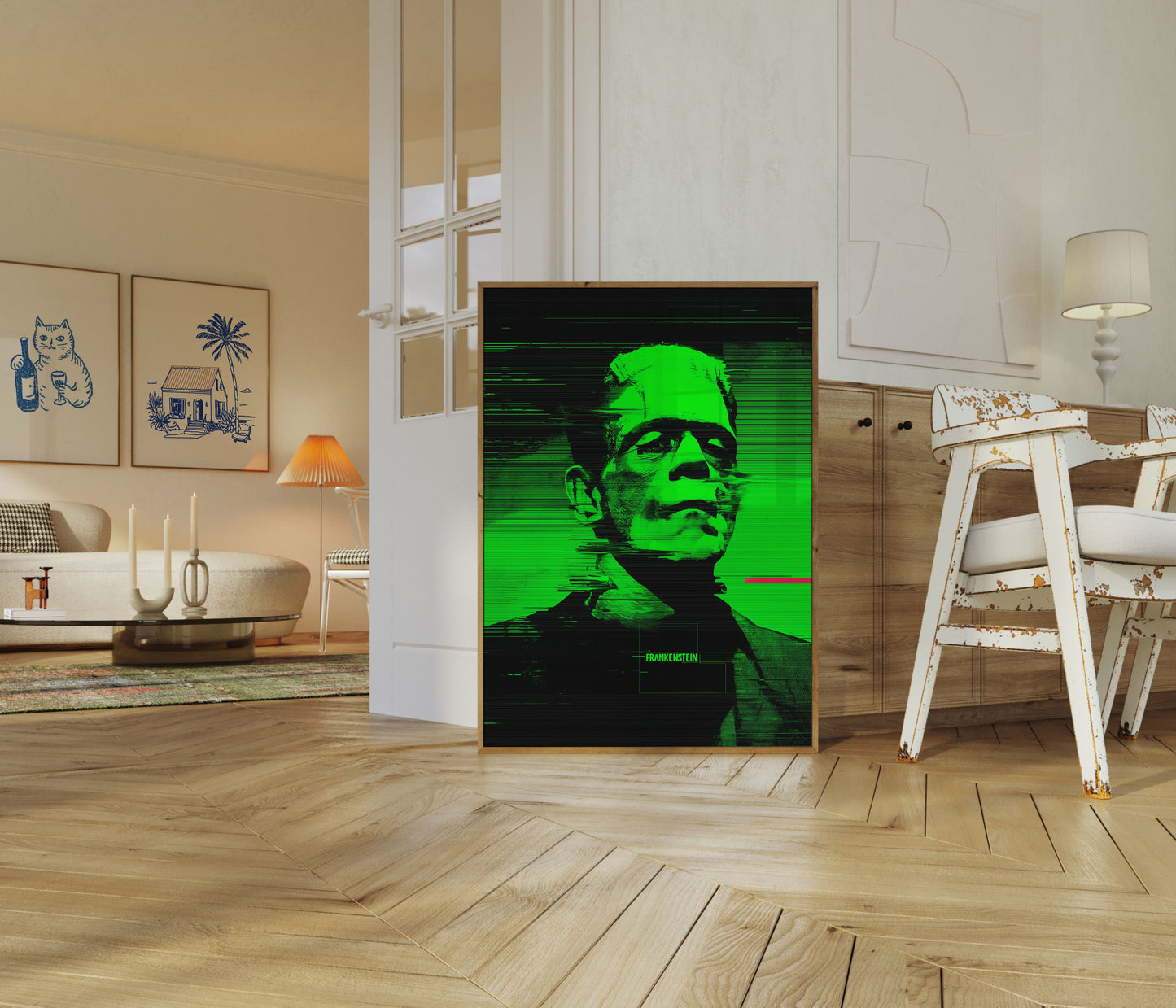 Frankenstein Monster Neon Poster