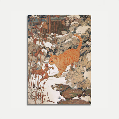 Póster de Gato Naranja en Jardín de Invierno