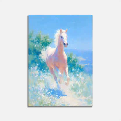 Pôster de Cavalo Branco Correndo Livre