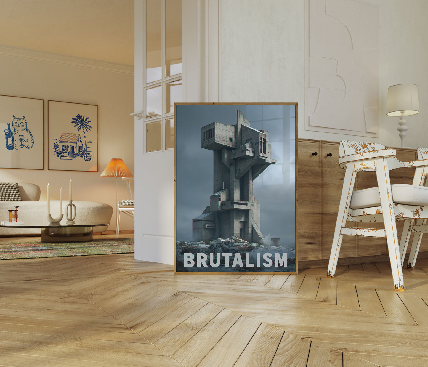 Brutalist Concrete Tower Poster