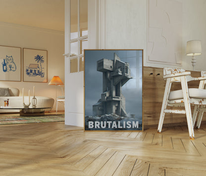 Brutalist Concrete Tower Poster