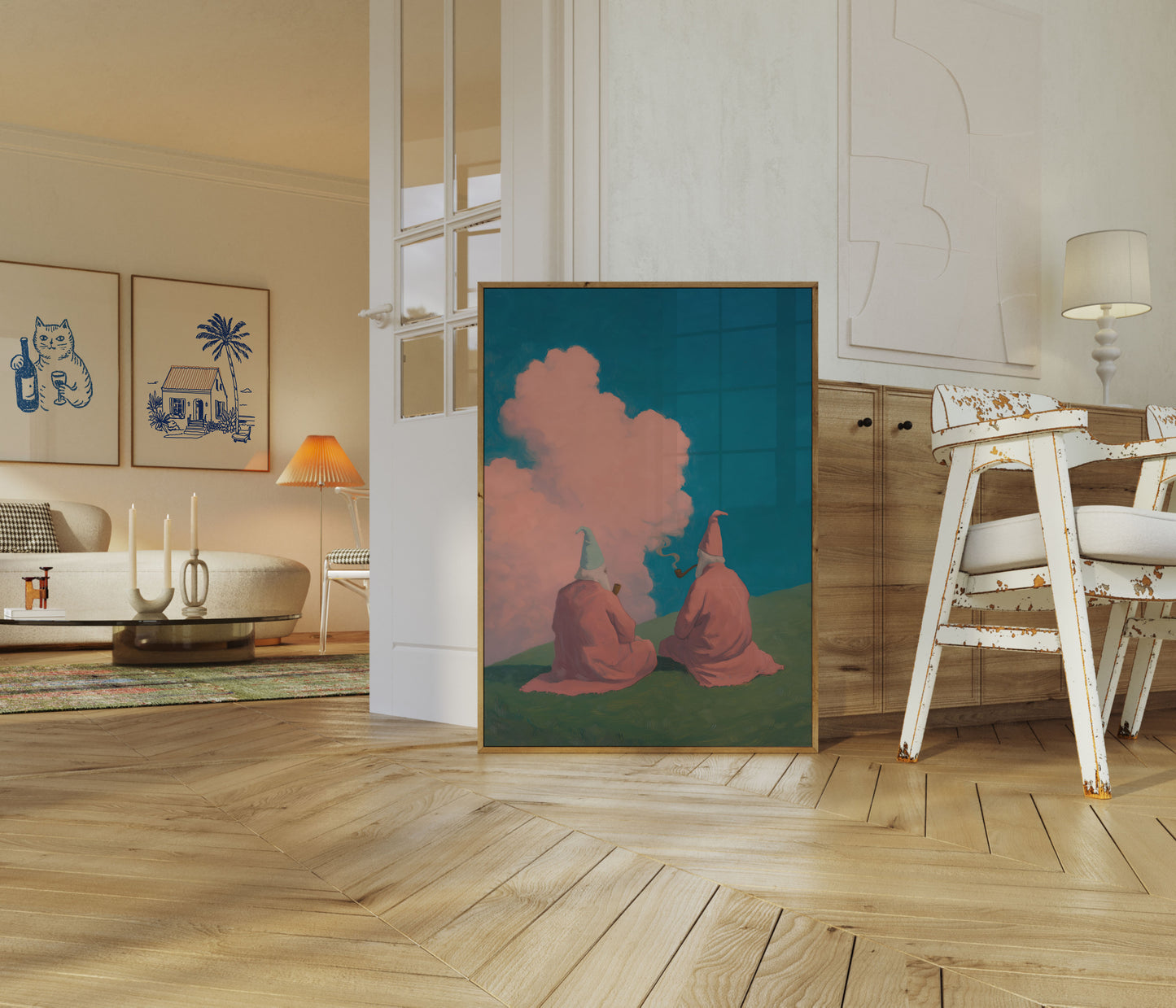 Mystical Gnomes Contemplating Clouds Poster