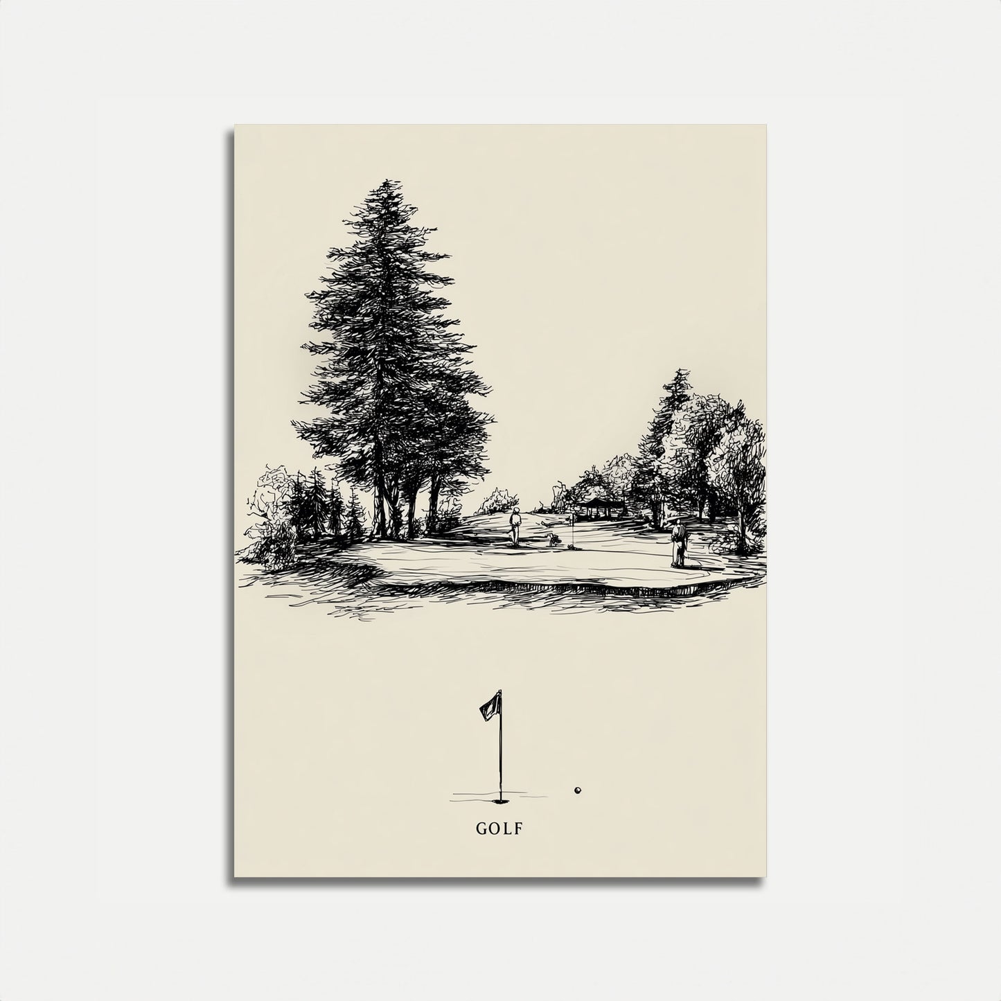 Affiche vintage de paysage de terrain de golf