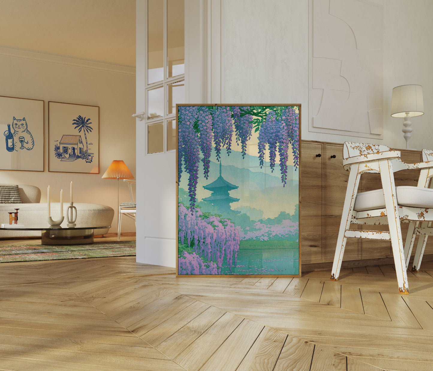 Wisteria Garden Japanese Temple Poster