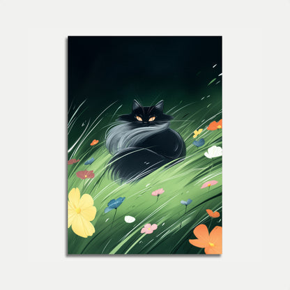 Dreamy Cat in Meadow Poster