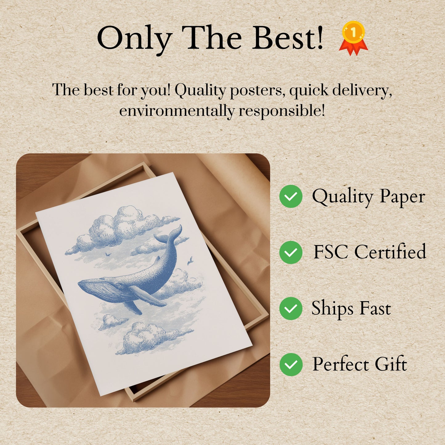 Floating Whale Clouds Poster