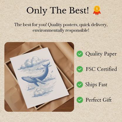 Floating Whale Clouds Poster