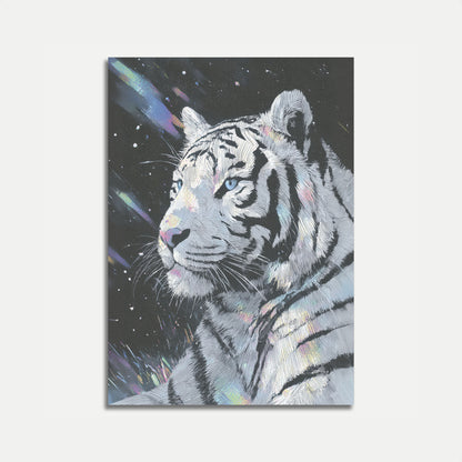 White Tiger Cosmic Stars Poster