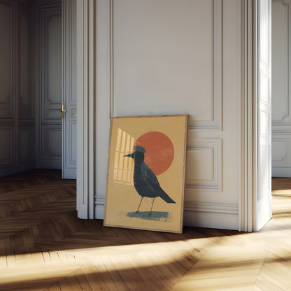 Minimalist Bird with Red Sun Poster