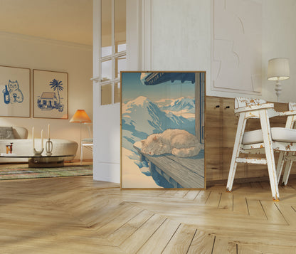 Schlafende Katze Bergblick Poster