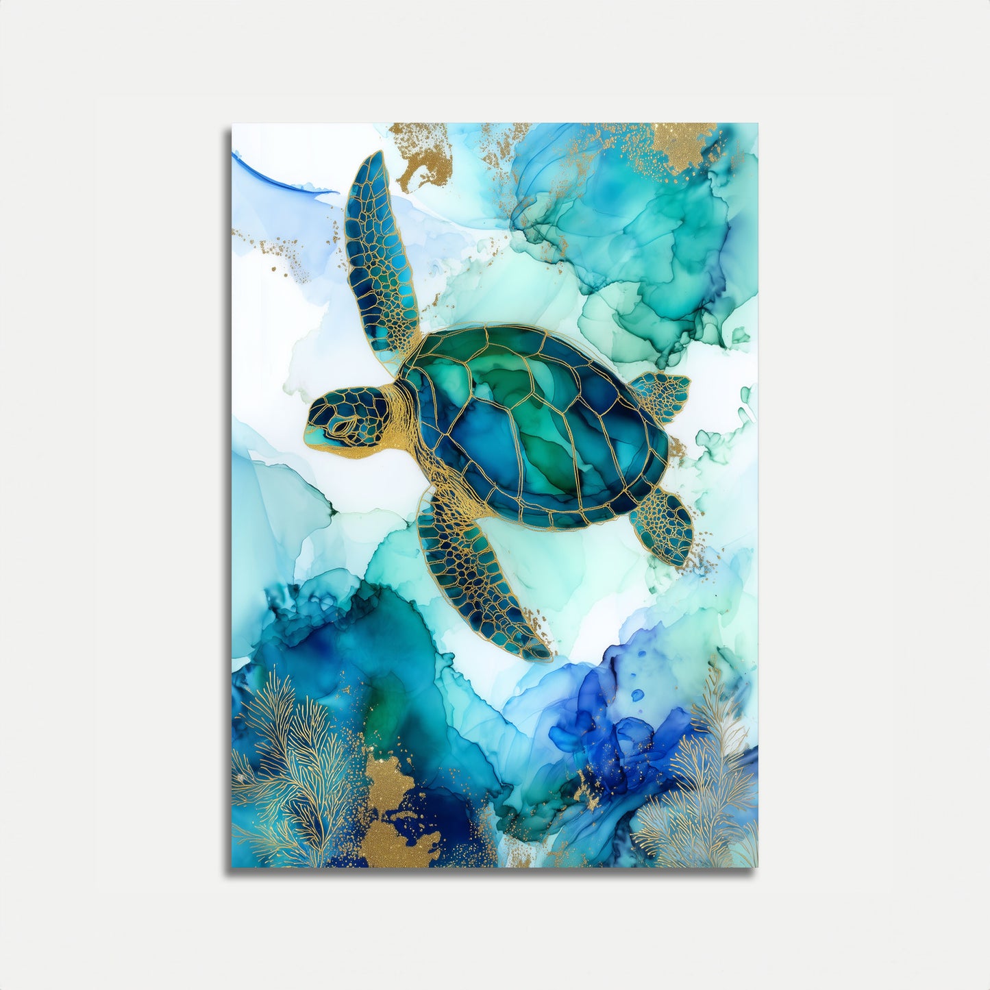 Ocean Turtle Watercolor Art Poster