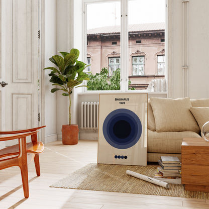 Bauhaus Blue Concentric Circles Poster