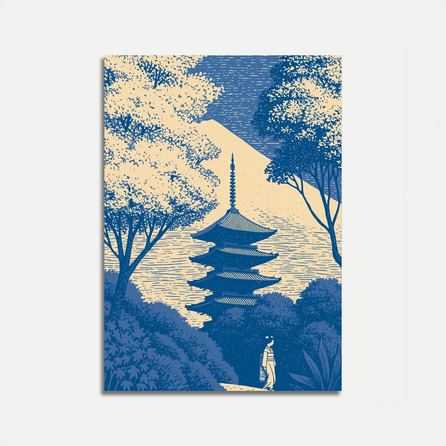 Serene Japanese Temple Pathway Poster