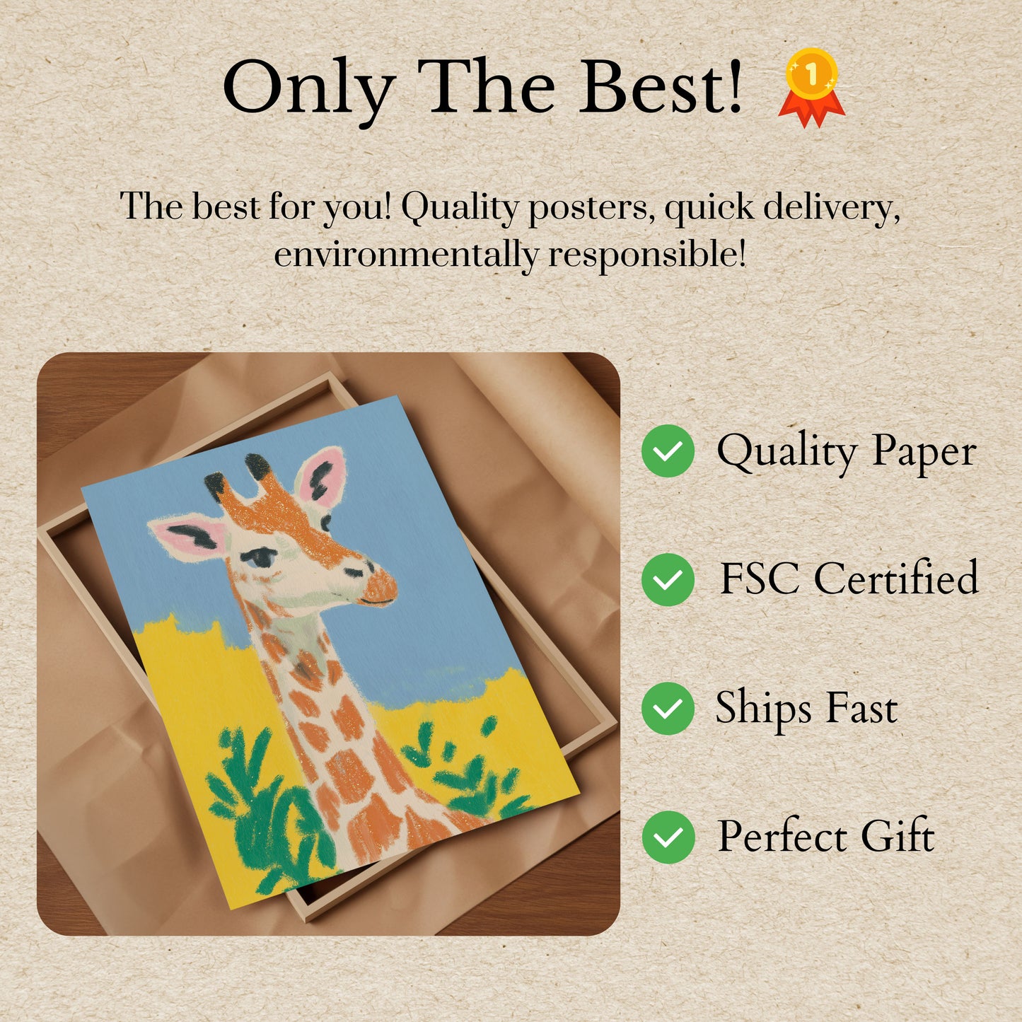 Póster de safari de jirafas sonrientes