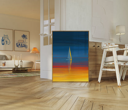 Sailboat Sunset Reflection Poster