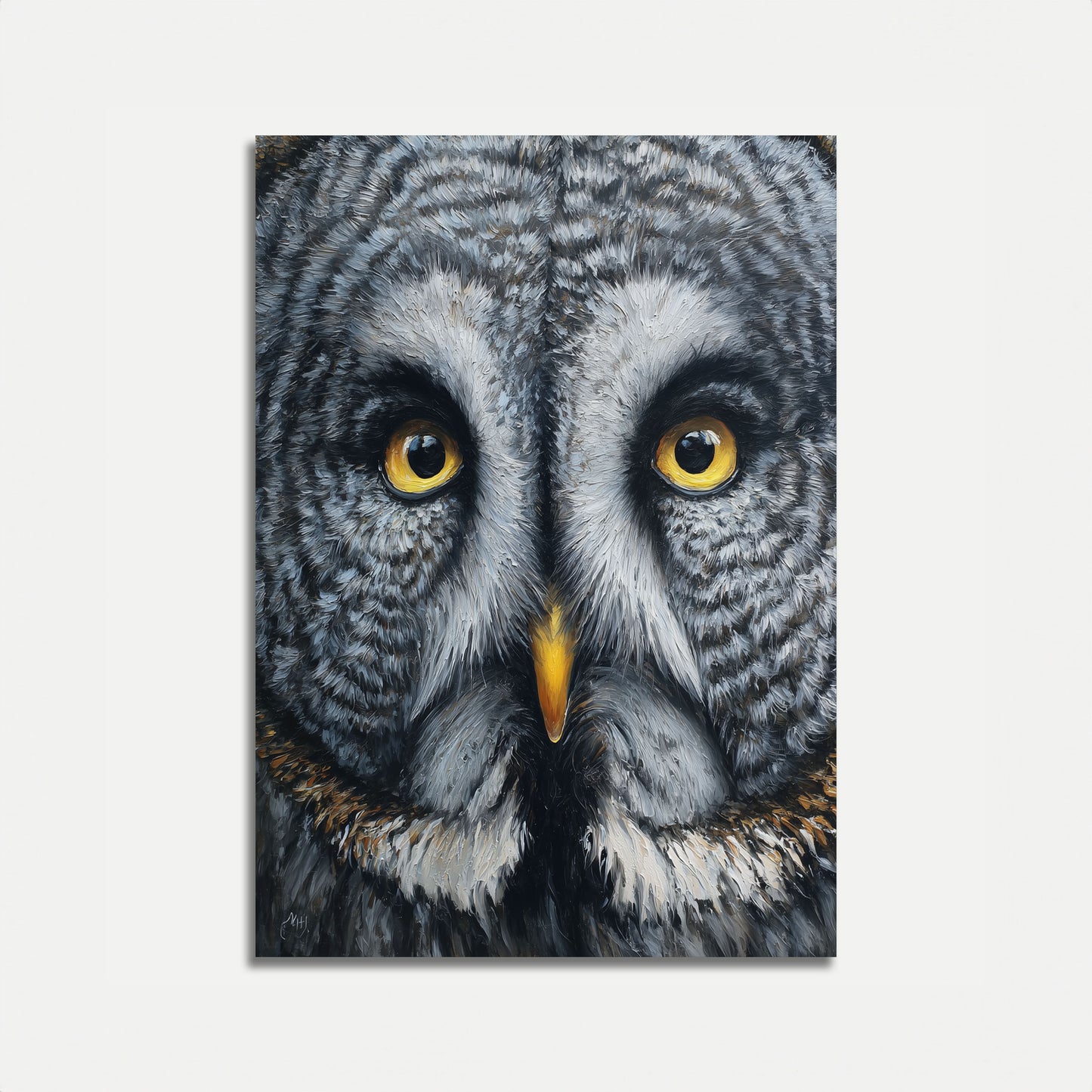 Póster de Retrato de Búho Gris Intenso