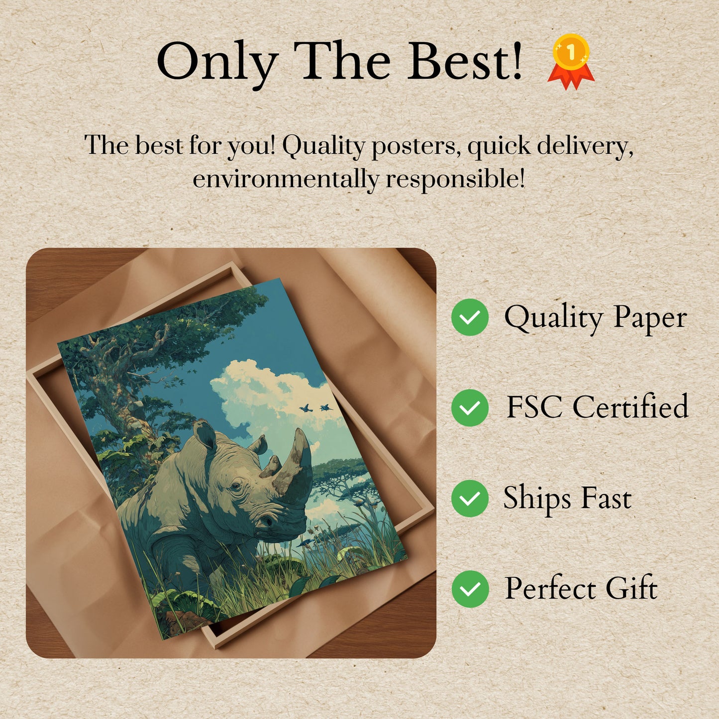 Majestic Rhinoceros Wildlife Poster