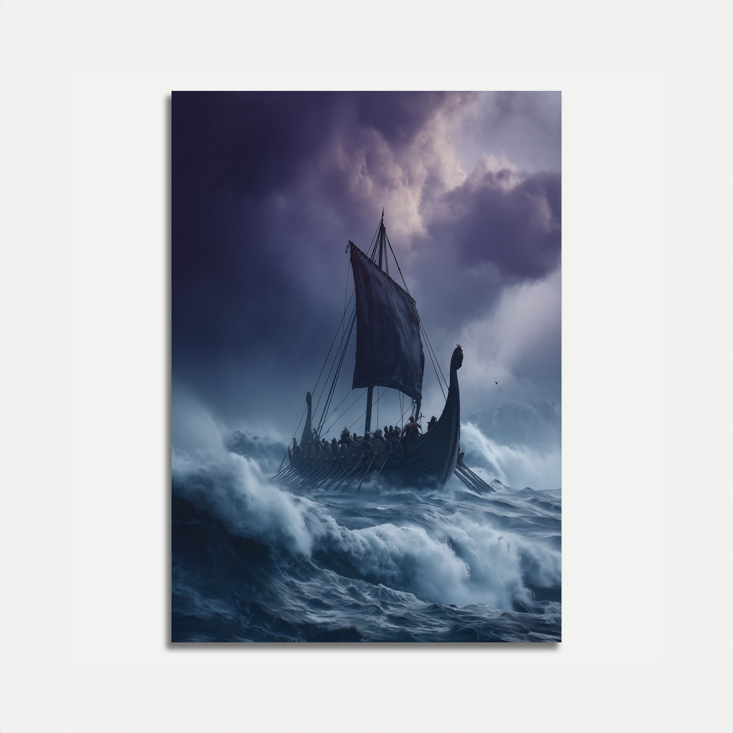 Pôster de Navio Viking em Mares Tempestuosos