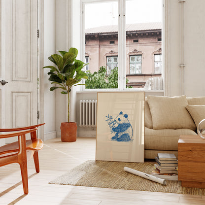 Blue Panda Bamboo Poster