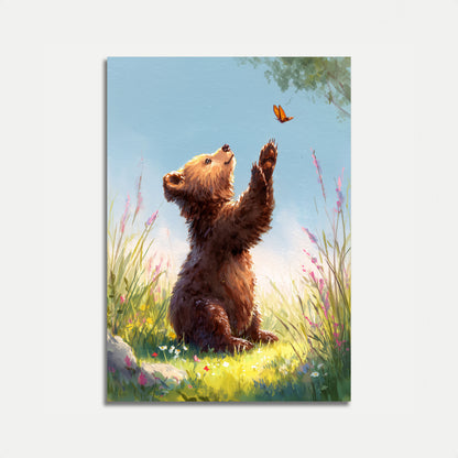 Bär jagt Schmetterling Poster