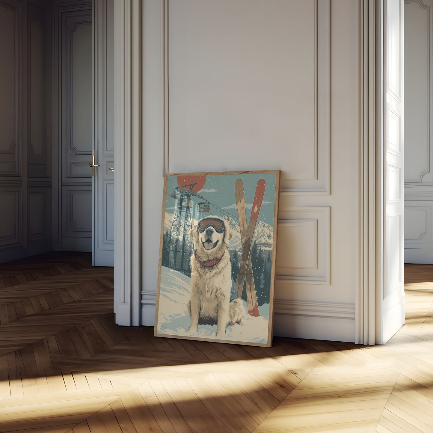 Skiing Dog Mountain Adventure Poster