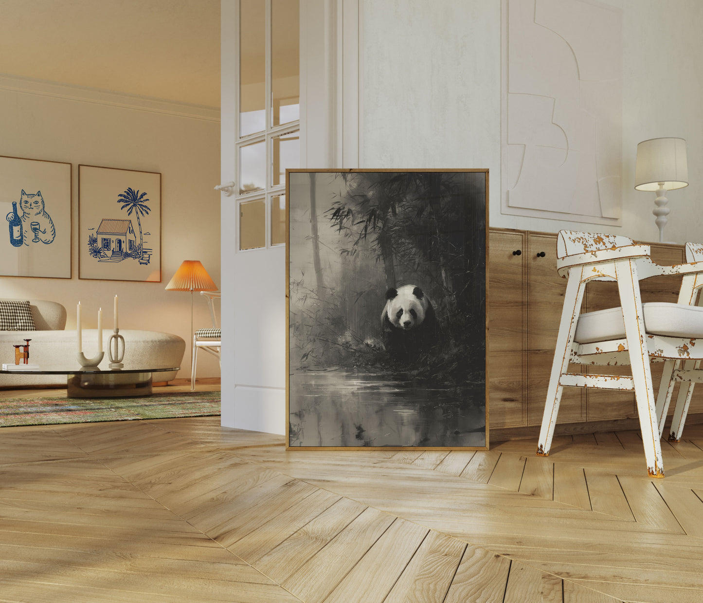 Misty Panda Bamboo Forest Poster