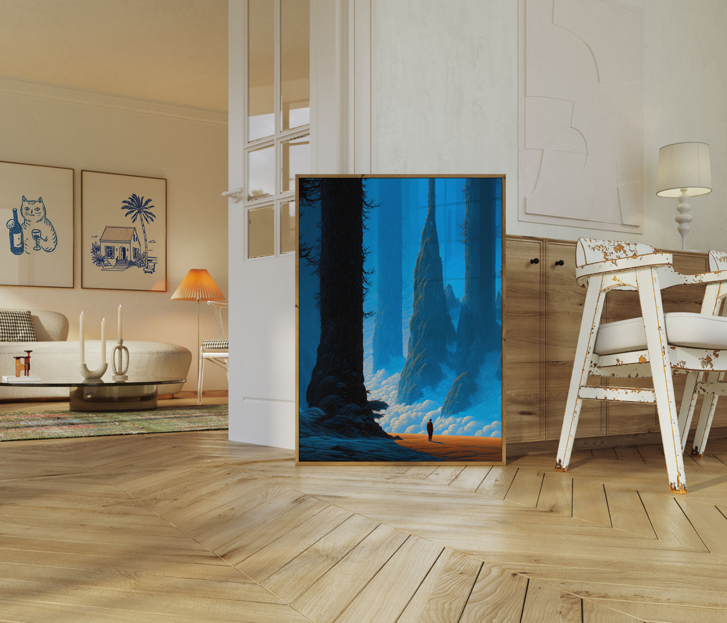 Explorador Solitário em Pôster de Cânion Antigo