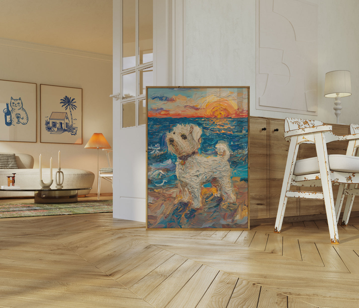 Sunset Puppy Beach Adventure Poster