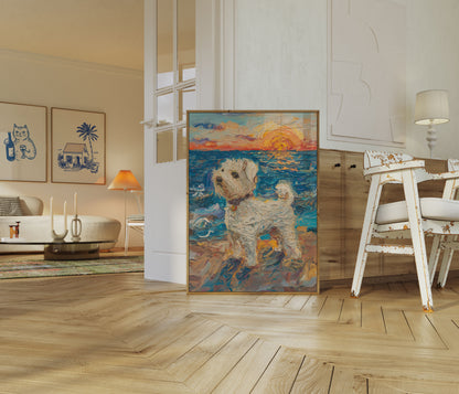 Sunset Puppy Beach Adventure Poster