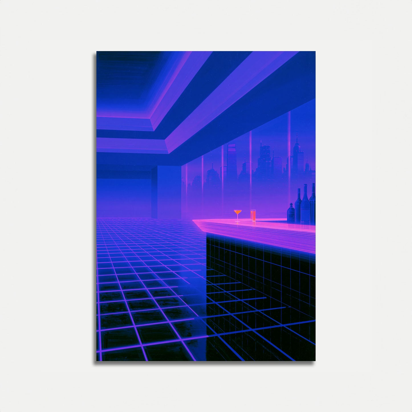 Neon Cityscape Nightlife Poster