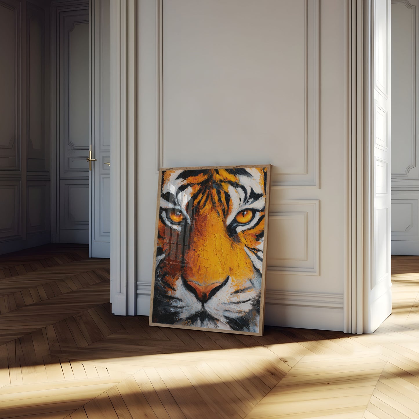 Poster Olio Astratto Volto di Tigre