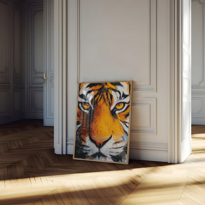 Poster Olio Astratto Volto di Tigre