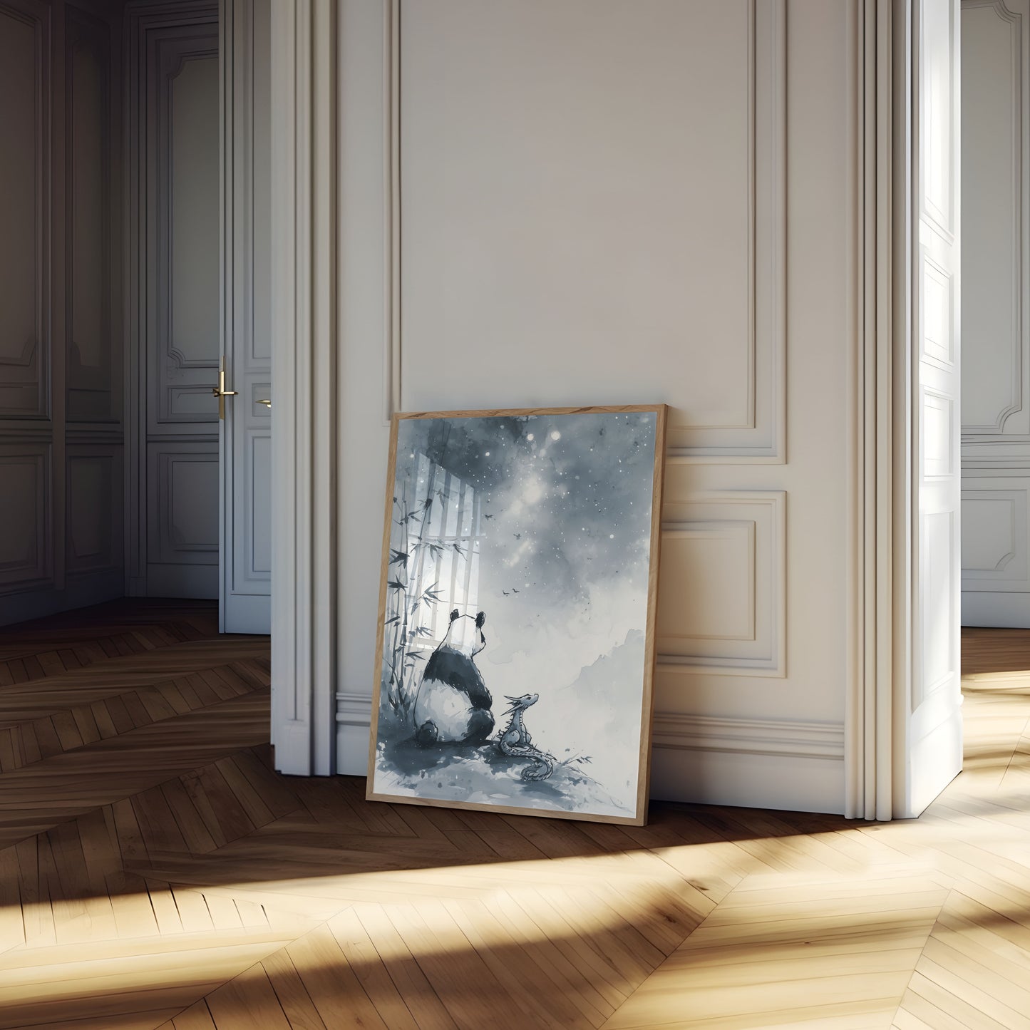 Celestial Panda and Dragon Poster