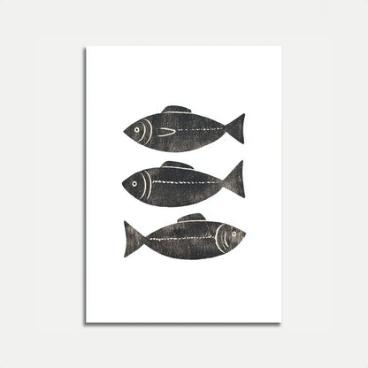 Plakat Sylwetki Vintage Ryby