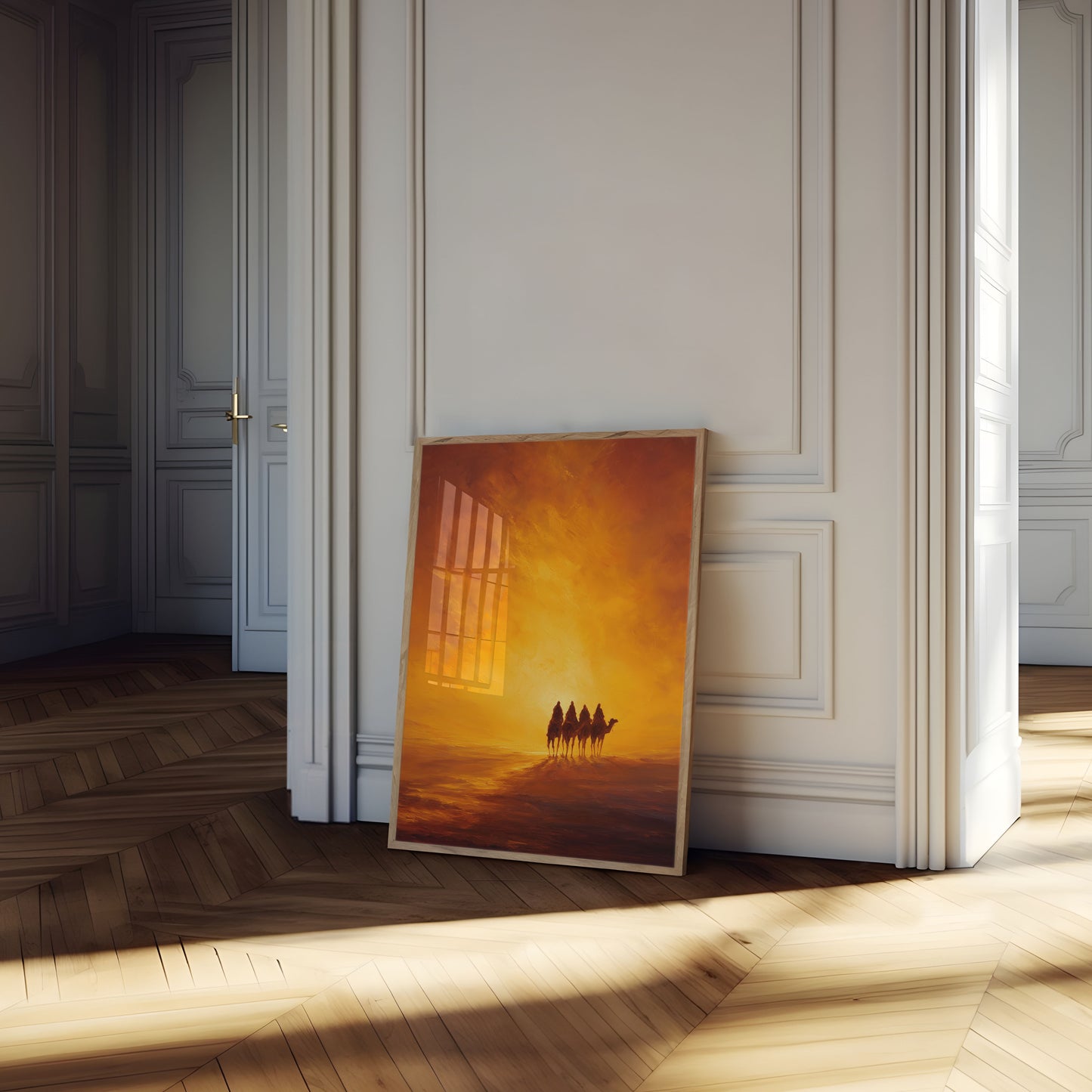 Desert Caravan at Sunset Poster