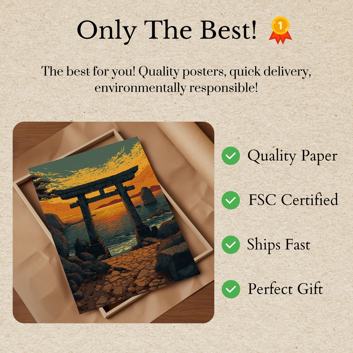 Japanese Torii Gate Sunset Poster