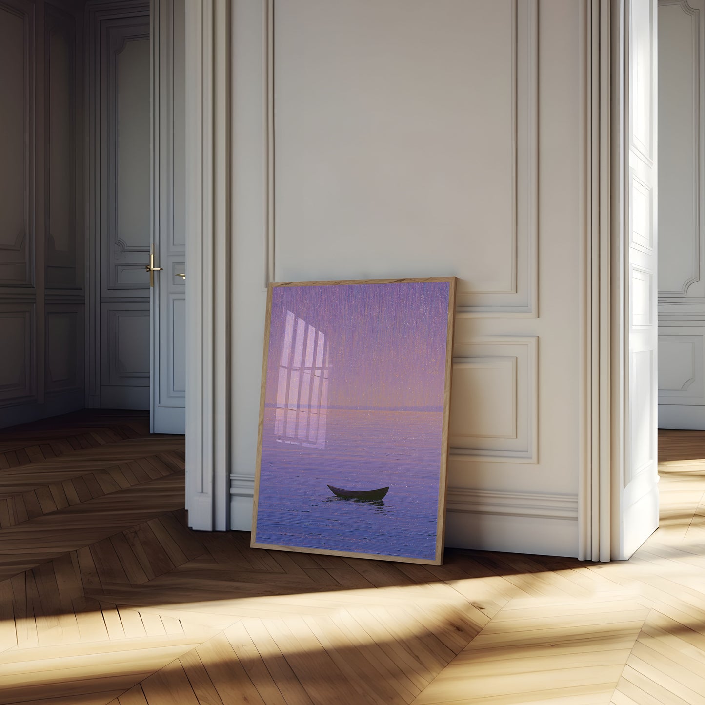 Solitary Boat at Sunset Poster