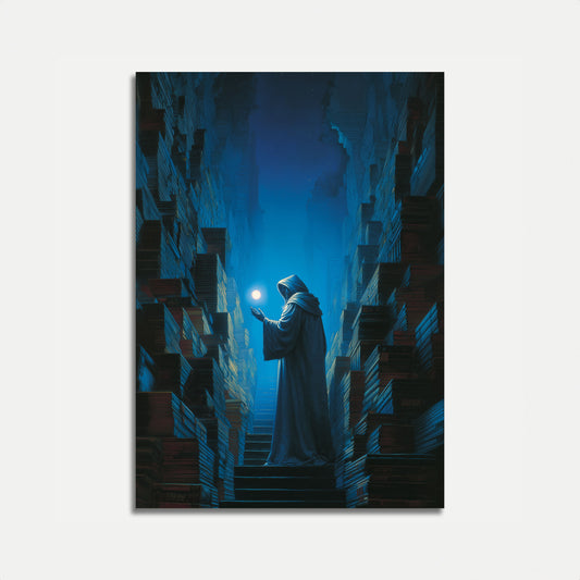 Mystical Monk in Cityscape Poster