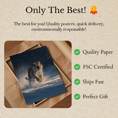 Majestic Tiger Winter Charge Poster