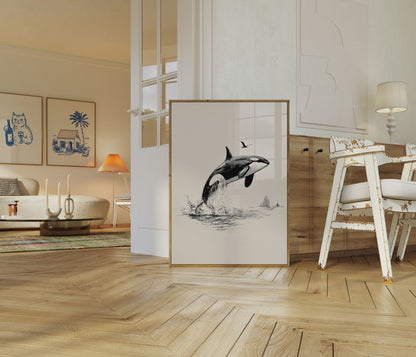 Majestic Orca Ocean Leap Poster