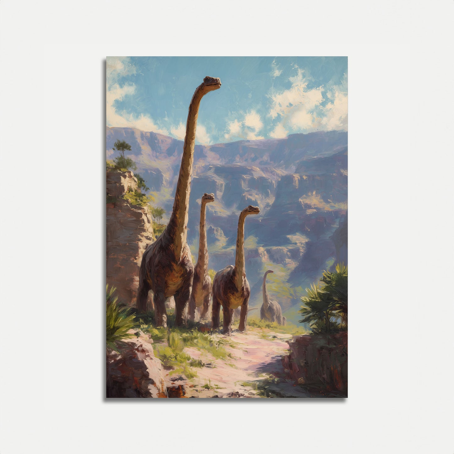 Majestic Dinosaurs Prehistoric Landscape Poster