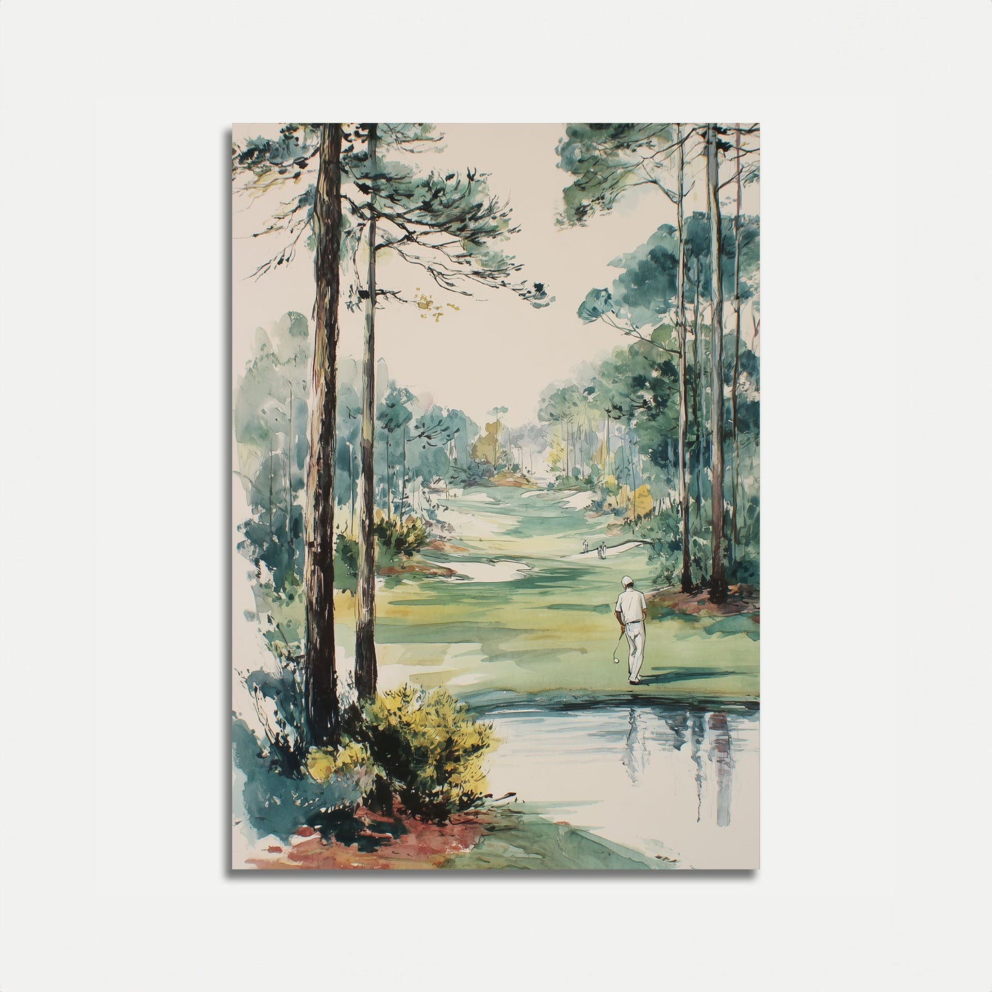 Spokojny Plakat Akwarelowy Pola Golfowego